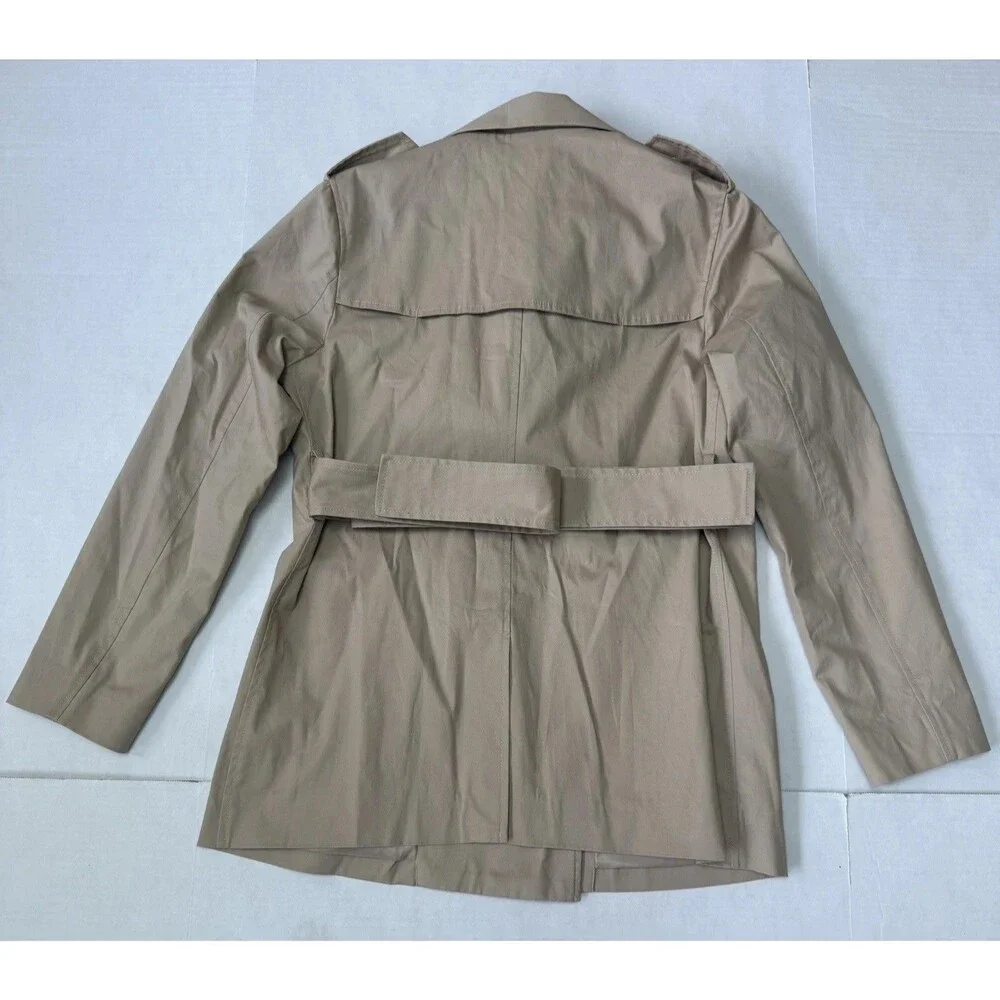 Quince Women Comfort Stretch Short Trench Coat Tan Khaki Outerwear Medium - Picture 2 of 14